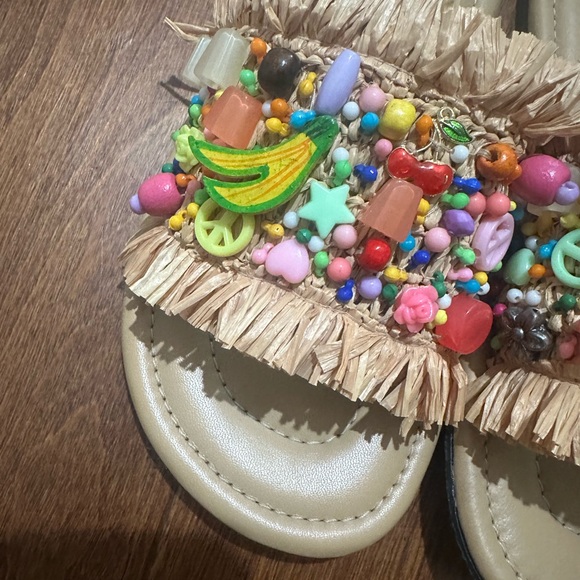 Free People Shipwrecked Multicolor Beaded Raffia Slide Sandals - Picture 2 of 10